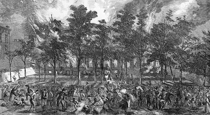 Rioters burned and looted an orphanage for black children (Harper’s Weekly)